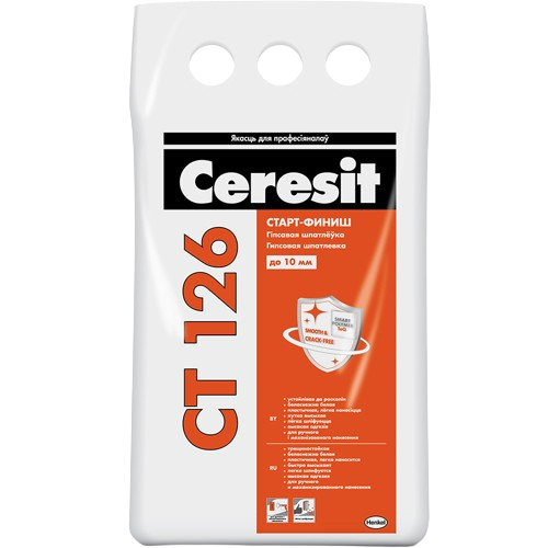 Шпатлевка гипсовая финишная Ceresit CT126. 5 кг.